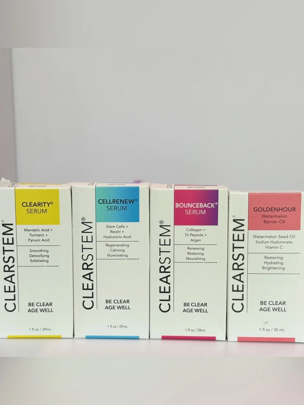 Clearstem Skincare Bundle Clarity CellRenew BounceBack GoldenHour NEW